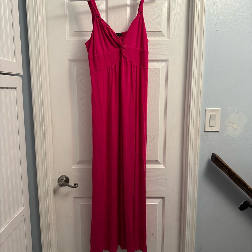 Spense Hot Pink Maxi Dress with Twist Front